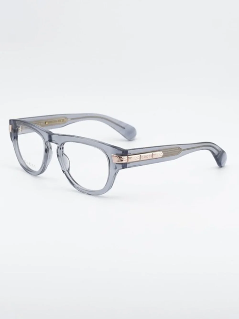 Gucci GG1519O 003 Eyeglasses Shiny Transparent Grey 51mm Oval Frame